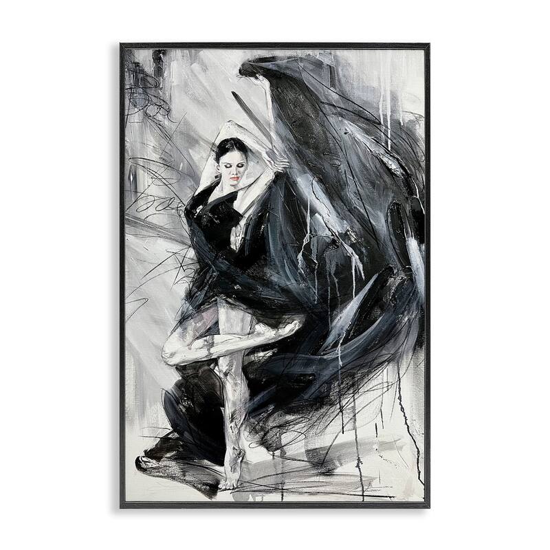 Stupell Elegant Dancer Abstract Framed Giclee Art Design By Lucille Lee - 12 x 18 - Black