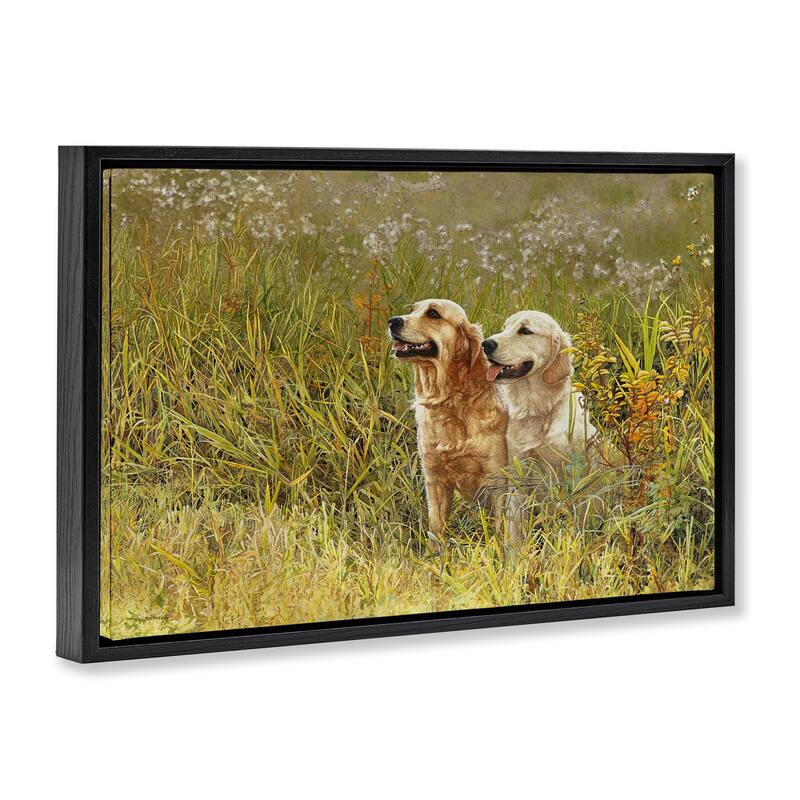 Stupell Happy Dogs Field Day Framed Floater Canvas Wall Art Design By Sueellen Ross