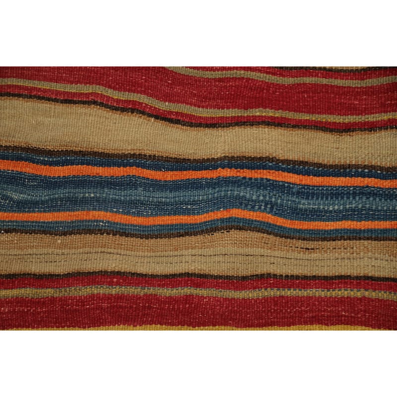 Hand Woven Oriental 100% Wool Carpet Southwestern Tribal Multi-Colored Kilim Area Rug - 7' 1'' X 5' 5''
