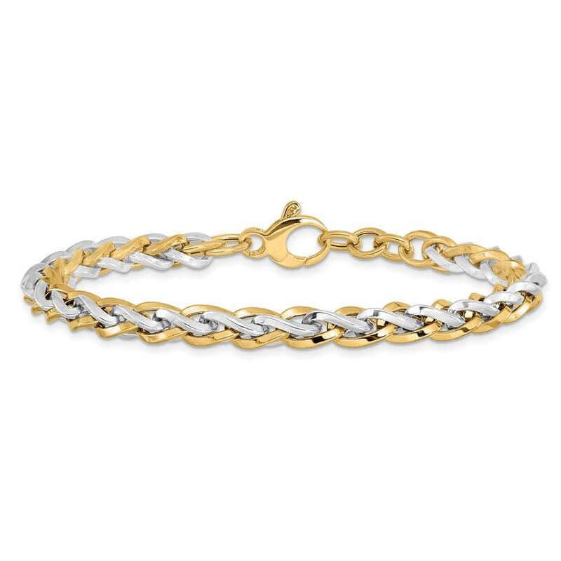 Curata 5.5mm 14k Two tone Gold Polished Fancy Link Bracelet 7.5 Inch