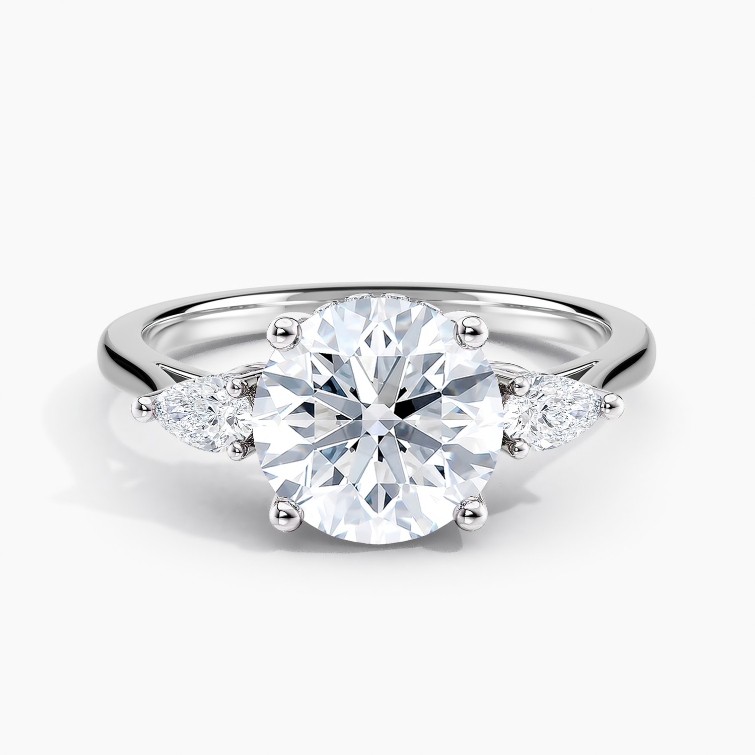 Auriya 14K Gold Lab Grown Diamond Round Petite Modern Three Stone Hidden Halo Engagement Ring 1.27 - 5.27ct. tw. (E-F, VS)