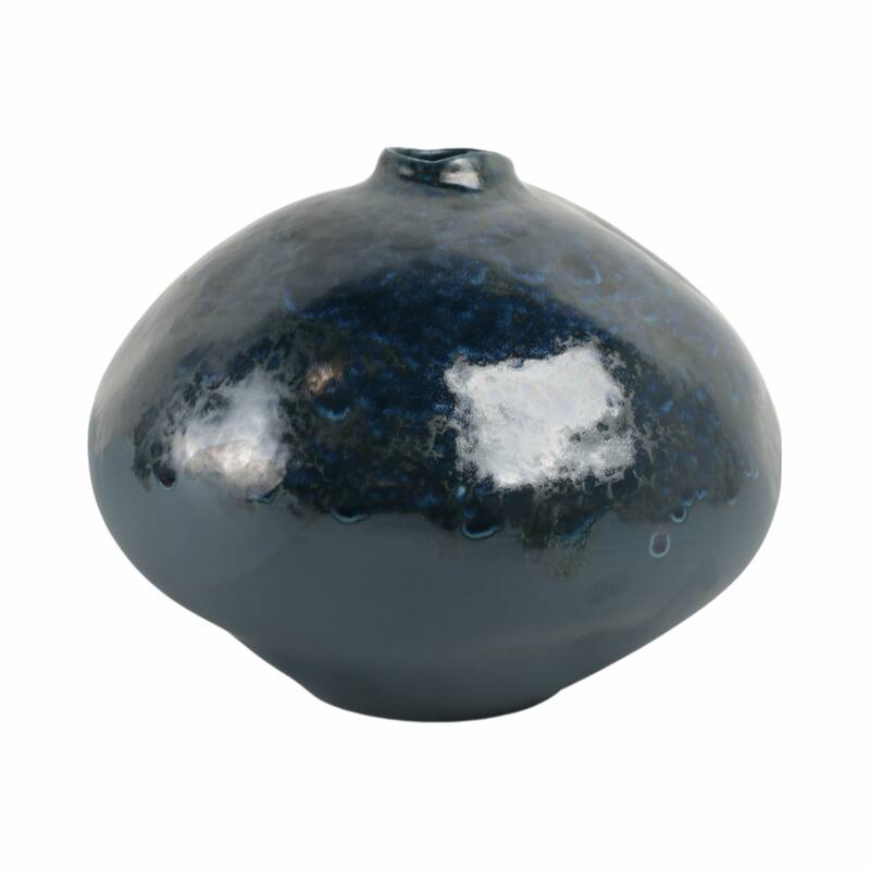 Decorative Vase - Blue Ceramic Finish Details