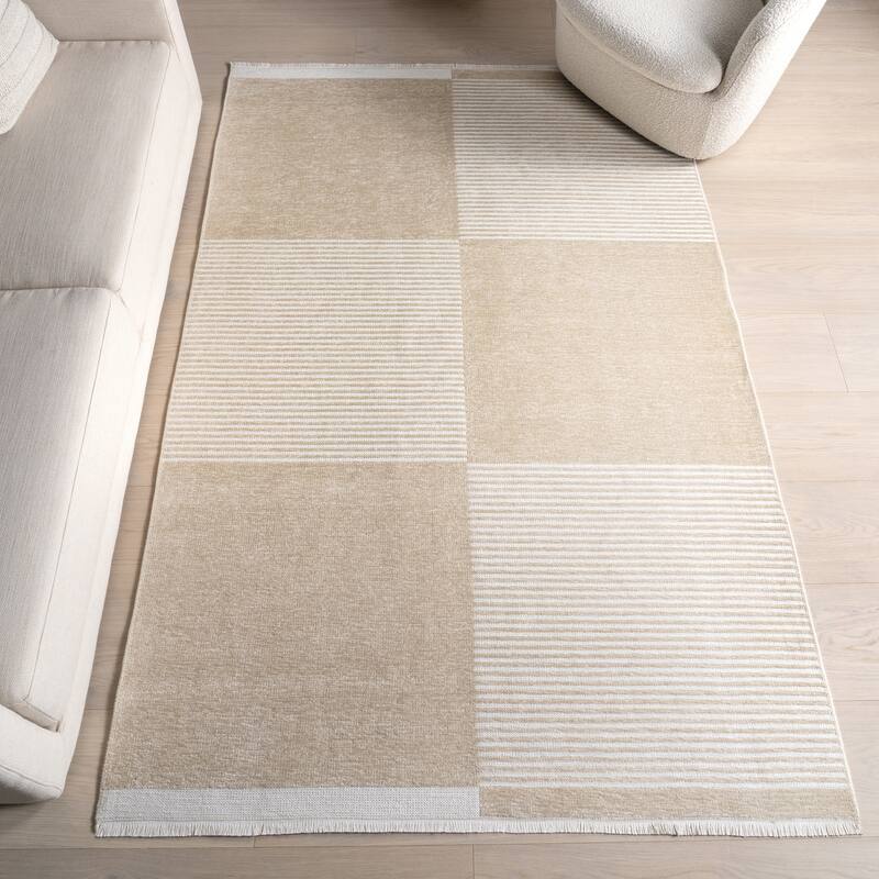 Nuloom Moxie SuperiorWash Geometric Machine Washable Area Rug - 5' x 8' - Taupe