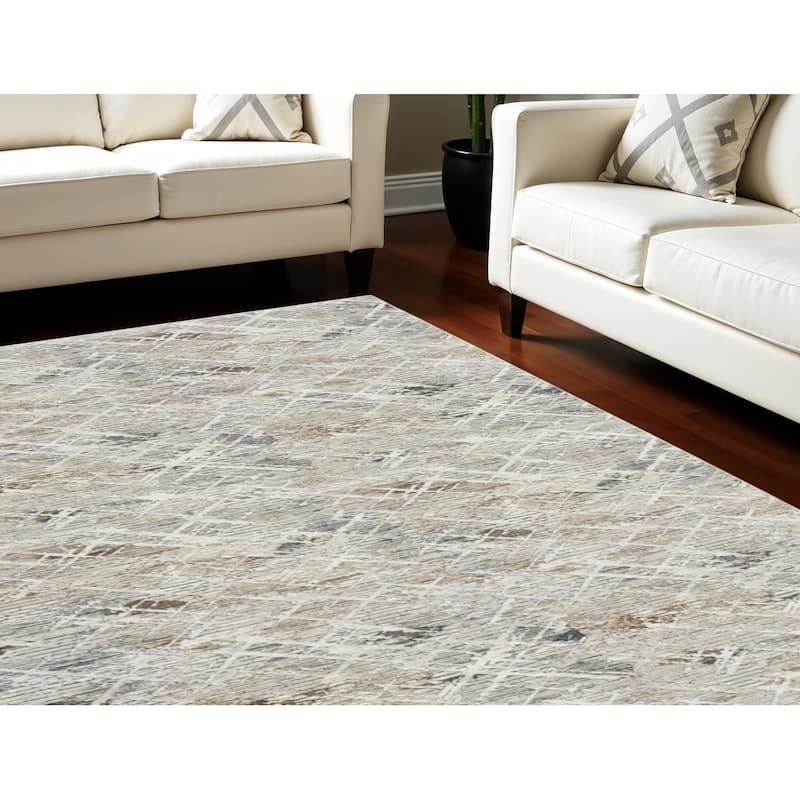 Power Loomed Abstract Modern Non Skid Stain Resistant Area Rug - 144' X '108' X '0.39 - 144' X '108' X '0.39 - Gray - Rectangle