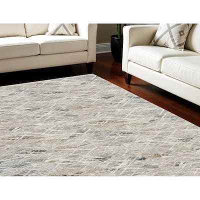 Power Loomed Abstract Modern Non Skid Stain Resistant Area Rug - 144' X '108' X '0.39