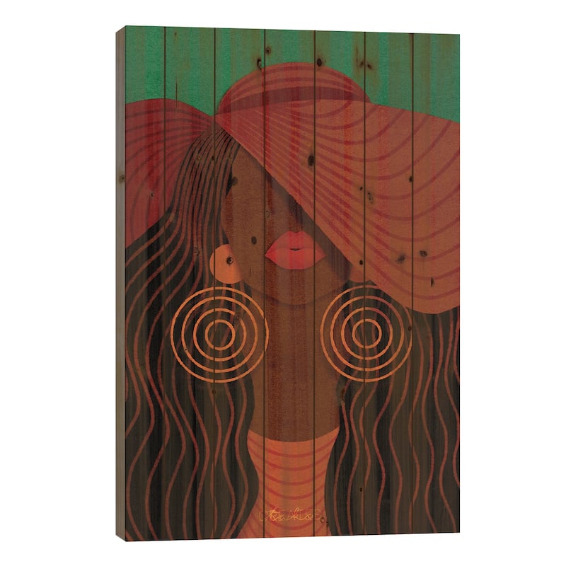 Sunhat Print On Wood by Taku Creates - Multi-Color - 26x18x1.5