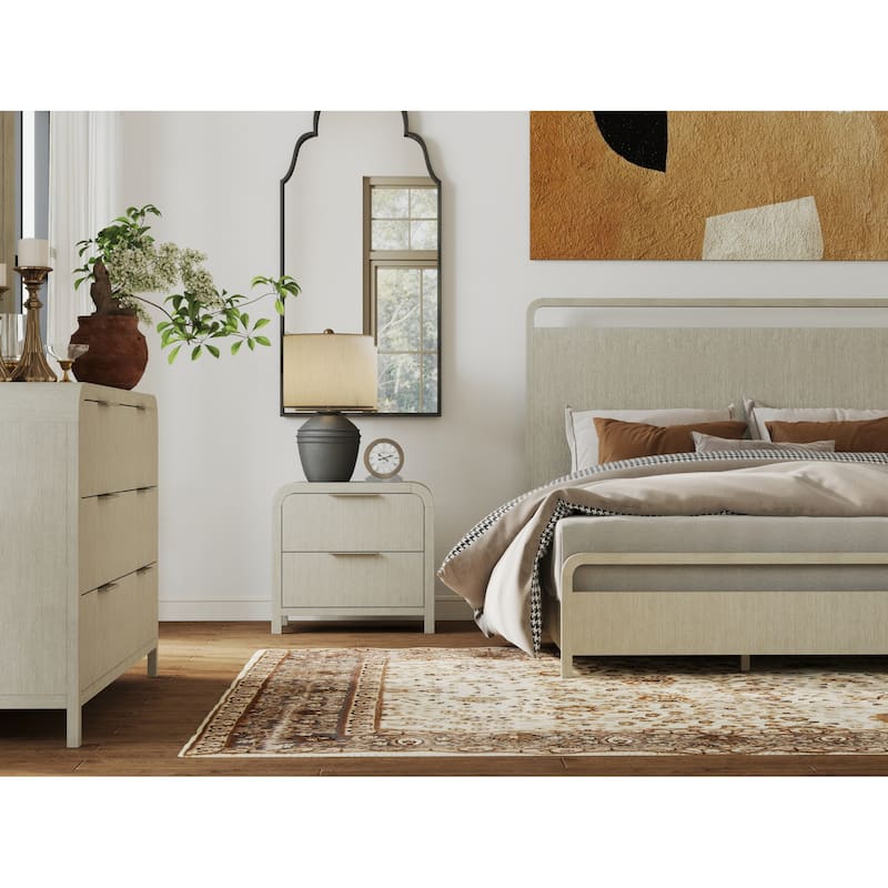 Roundhill Furniture Tavari 4-Piece Bedroom Set with Panel Bed, Dresser, Mirror, and Nightstand in Light Gray