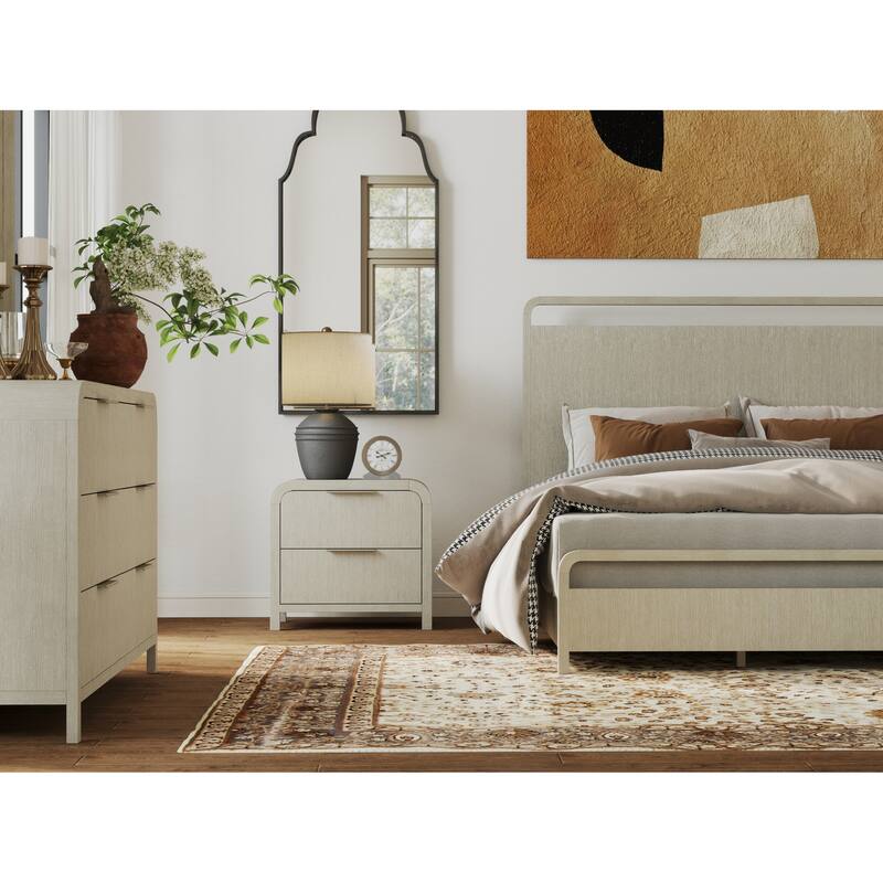 Roundhill Furniture Tavari 5-Piece Bedroom Set with Panel Bed, Dresser, Mirror, and Two Nightstands in Light Gray