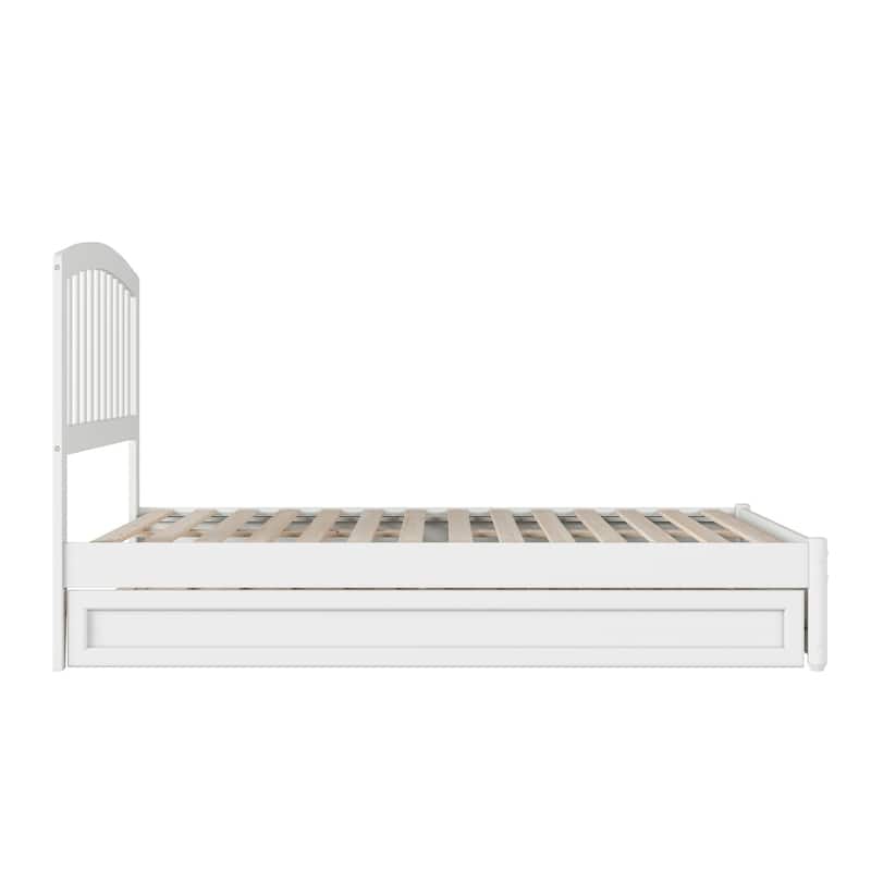 Appeal Twin XL Platform Bed with Trundle & USB - Mission Style, White
