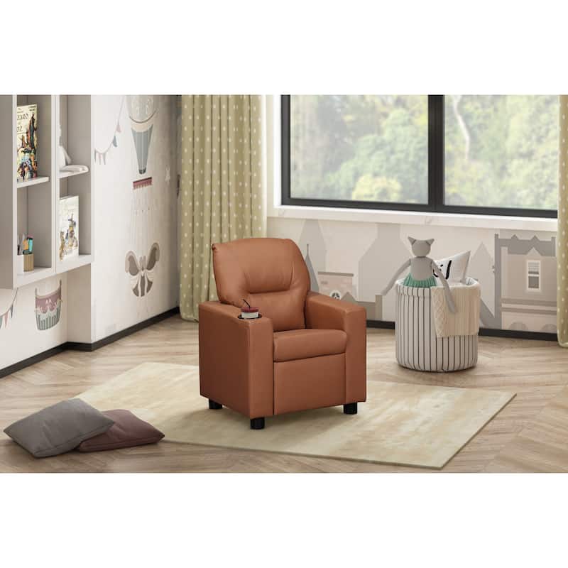 Olive & Opie Oakley Kids Recliner - Chestnut