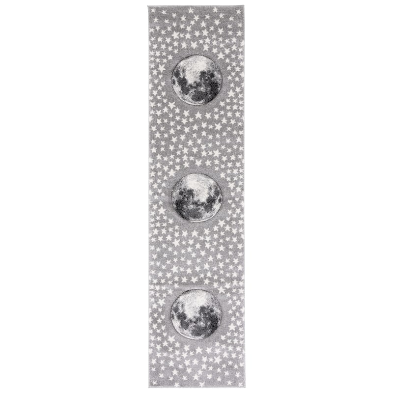 SAFAVIEH Carousel Kids Aine Moon Rug - 2'3" x 6' Runner - Light Grey/White - Runner