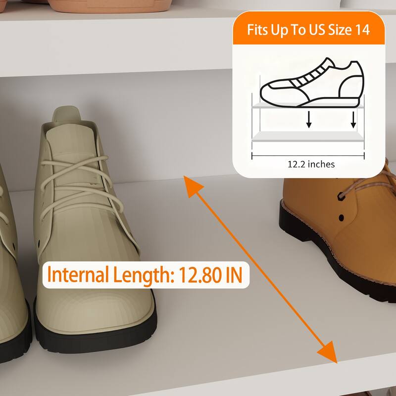 40" Tall 2-Door Metal Shoe Cabinet - 7-Tier Hidden Organizer with Adjustable Shelves for Entryway, Closet, Bedroom