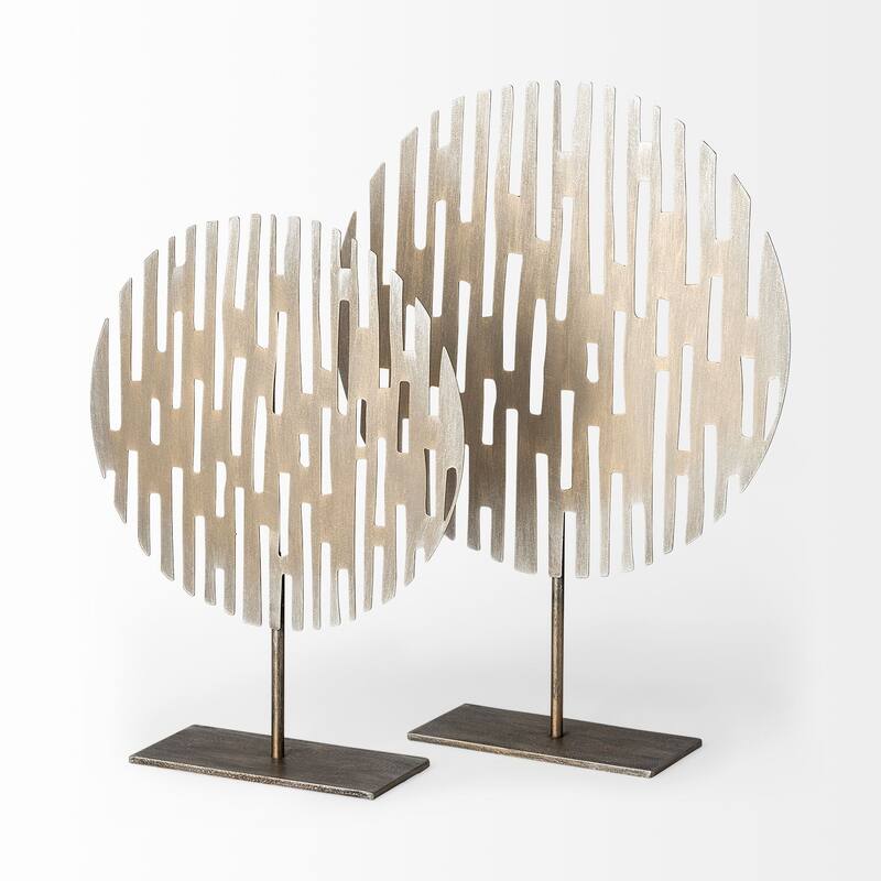 Contemporary Rustic Gold Flat Round Sculpture