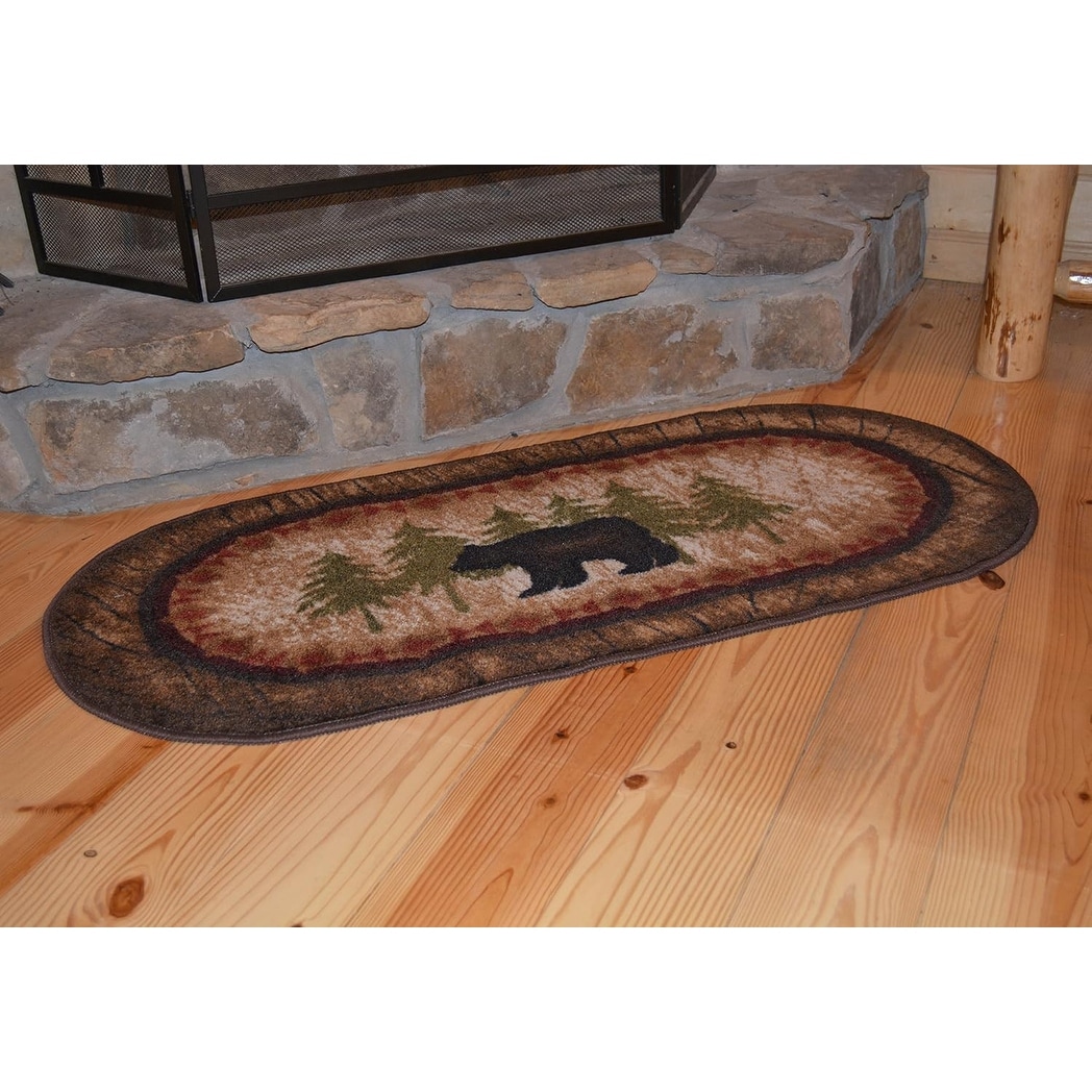 Cozy Cabin Birch Bear Washable Accent Rug