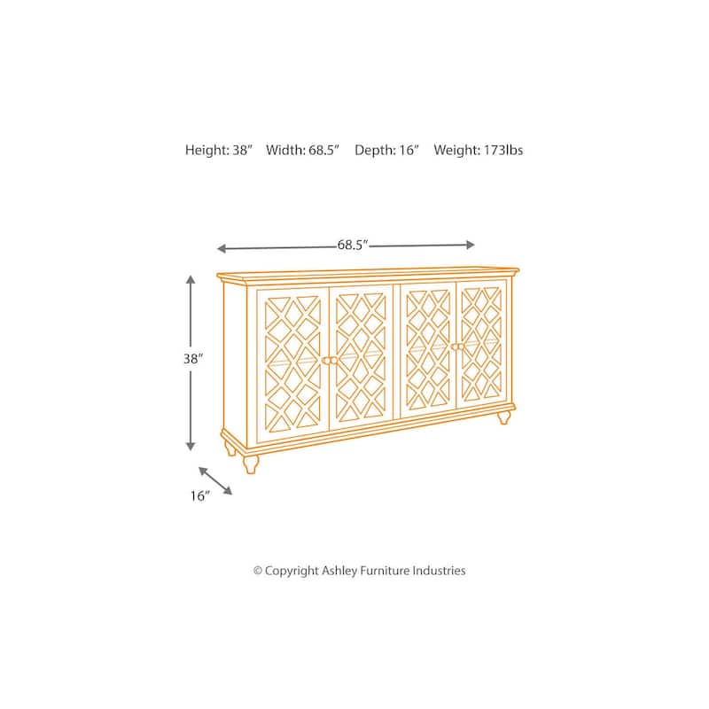 Signature Design by Ashley Mirimyn Blue Accent Cabinet - 68.5" W x 15.88" D x 37.88" H