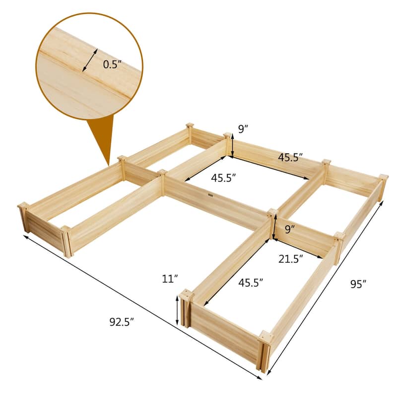 Costway Raised Garden Bed Wooden Garden Box Planter Container U-Shaped - See Details