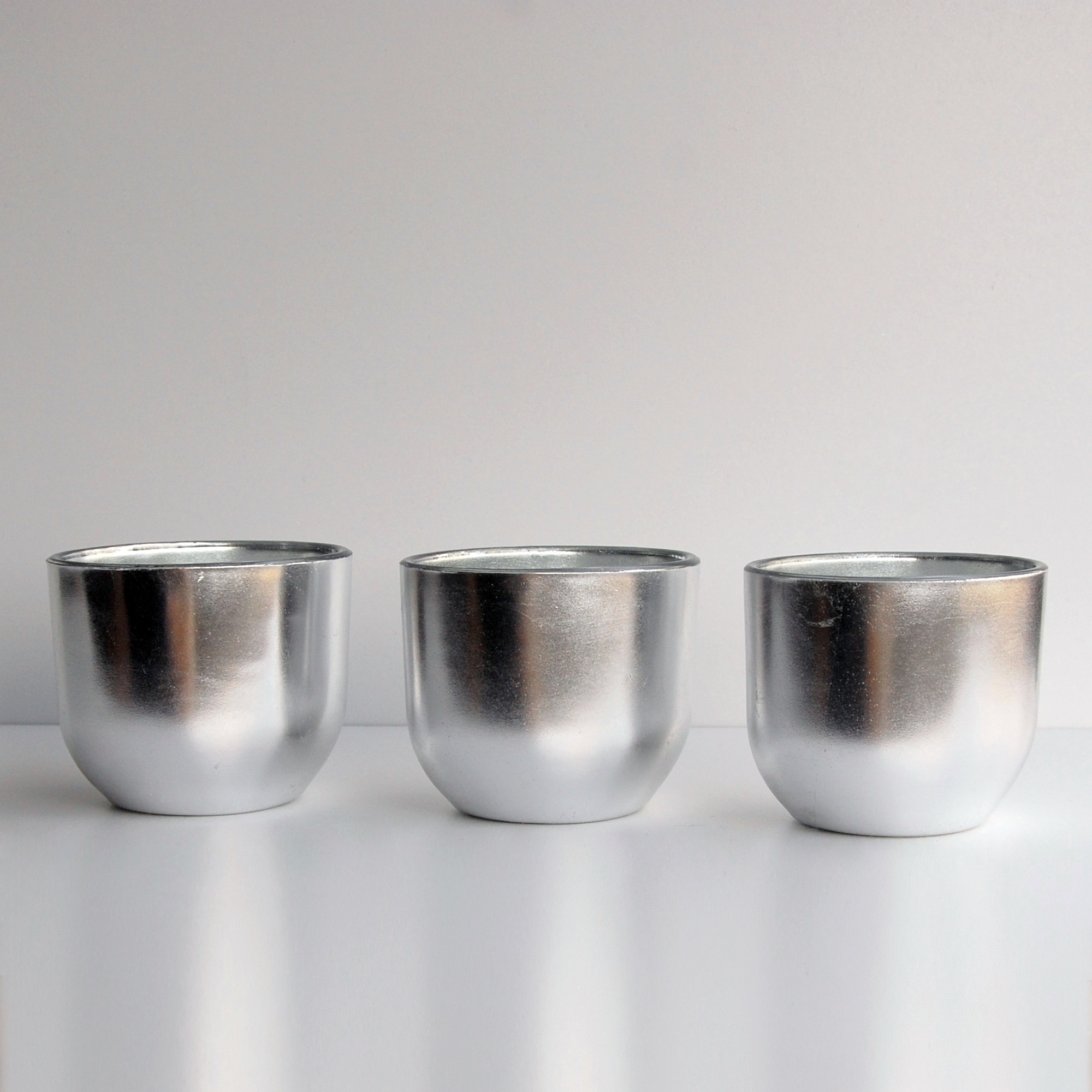 Set of 3 Glass Hand Gilded Oval Shape Vases Perfect for Home or Office Decor