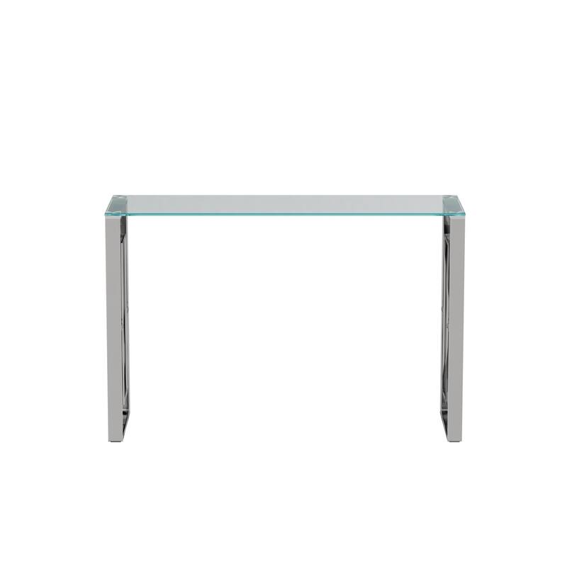 Console Table Stainless Steel Glass, Meal side table silvery Clear