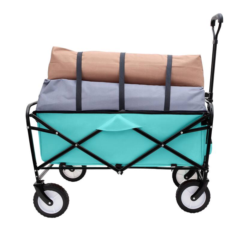 360lb Capacity Heavy-Duty Collapsible Wagon - with Storage Straps & 3-Piece Liner Bag Set