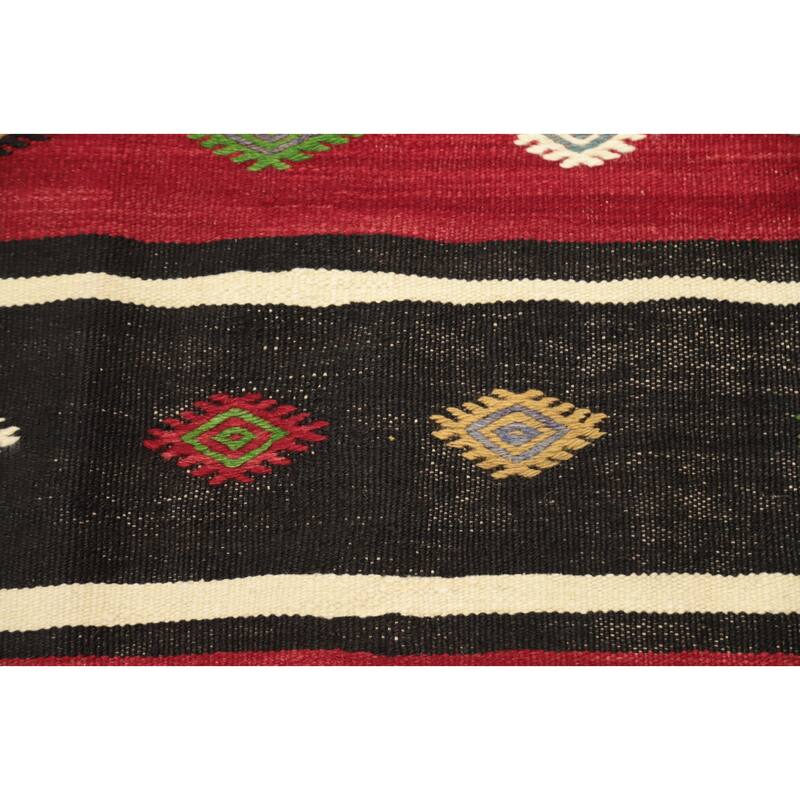 Hand Woven Oriental 100% Wool Carpet Southwestern Tribal Multi-Colored Kilim Area Rug - 10' 3'' X 5' 6''