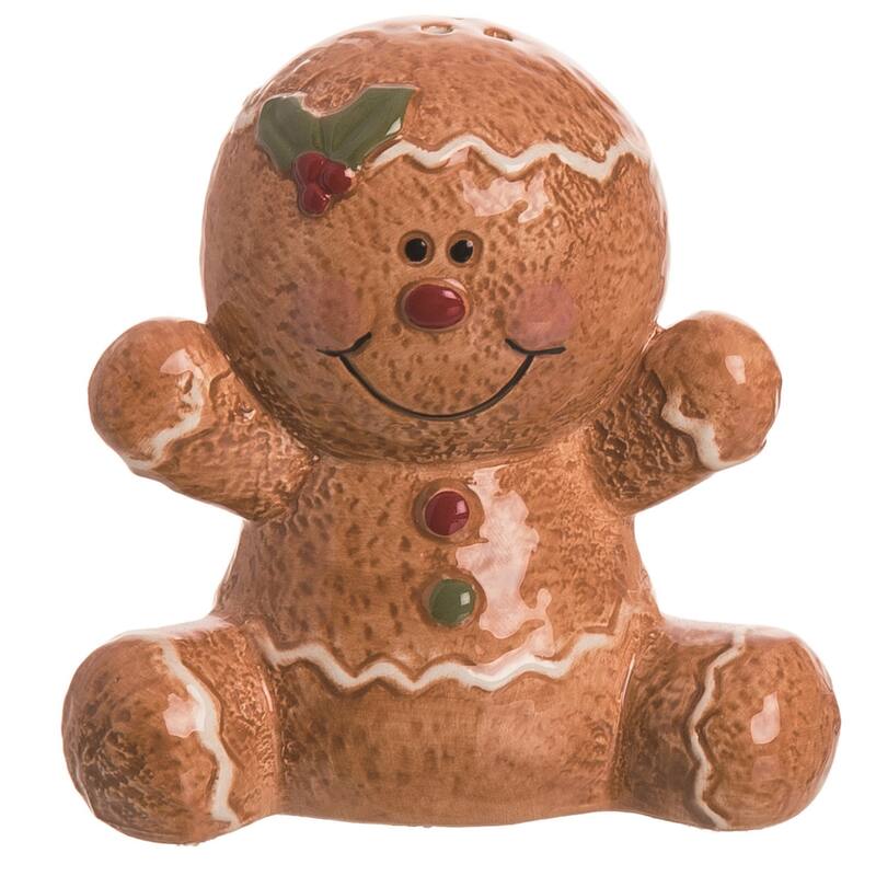 Transpac Ceramic 3.5 in. Christmas Sweet Gingerbread Salt and Pepper Shaker Set of 2