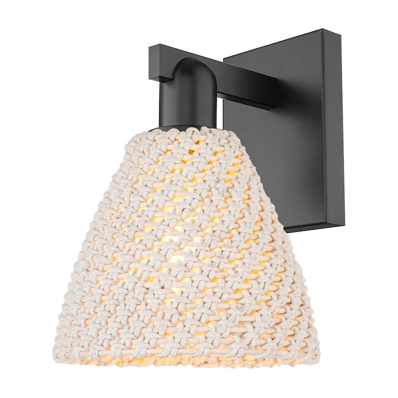 Innovations Lighting 716-1W-11-8 Natural Ballston Dome Sconce Natural - Matte Black / Natural