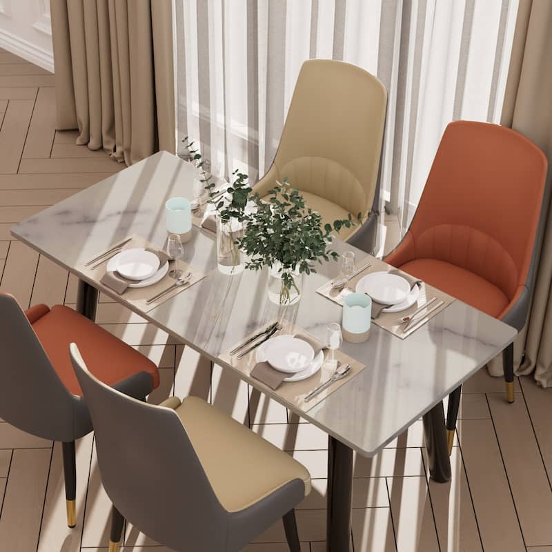 Modern Microfiber Leather Dining Chairs (Set of 2)