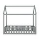 preview thumbnail 12 of 12, Traditional House Design Twin Size Platform Bed with Roof,Solid Wood Construction with Fence and Door