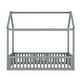 preview thumbnail 12 of 10, Twin Size Solid Pine Wood House Kids Bed Frame with Fence and Door - Distressed Wash Design, Playful Roof and Guardrails, Grey