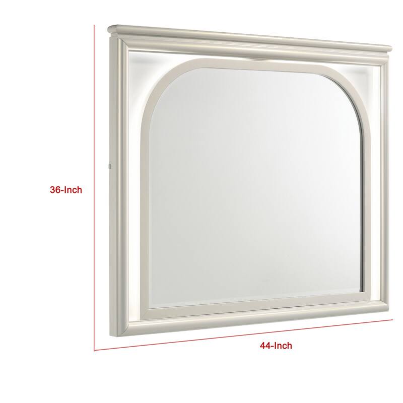 Ory Dresser Mirror, Touch LED Lighting, Pearl White Wood, 36 Inch - Pearl White