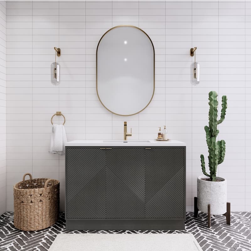 Milano 48" Freestanding Bathroom Vanity with White Acrylic Sink