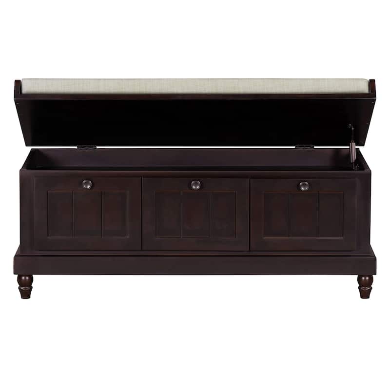 Shoe Bench with Lift Top Cushion Seat & Hidden Space, Entryway Shoe Storage Bench with 3 Drawers, Bedroom End of Bed Bench