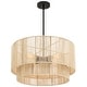 preview thumbnail 10 of 8, 4-Light Rattan Tiered Drum Chandelier Light with Black Canopy - 22'' W