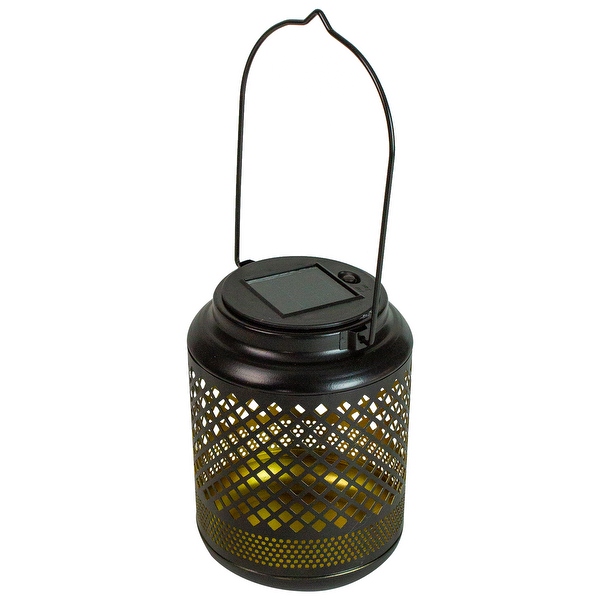 7 Black Diamond Cut Out LED Outdoor Solar Lantern with Handle 5 On Sale Bed Bath Beyond 38279176