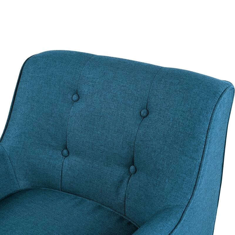 ufted Fabric Accent Chair with Solid Wood Legs