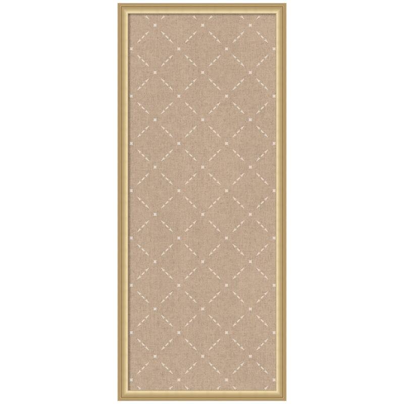Kate and Laurel Pinboard Beige Lattice Pattern - 18x42 - Florence Gold