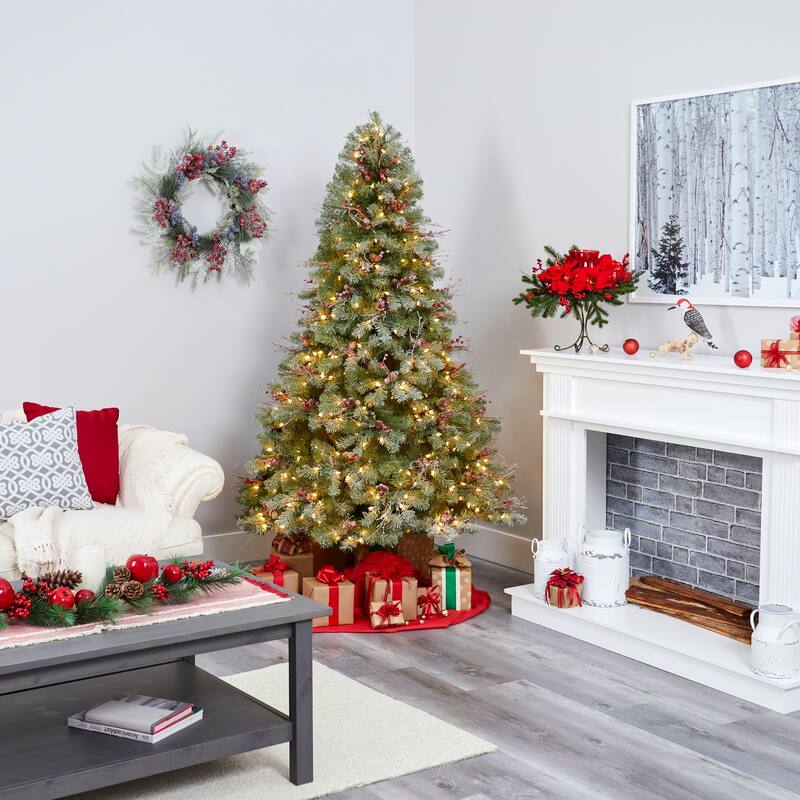 6.5' Lightly Frosted Big Sky Spruce Artificial Christmas Tree with 450 Clear (Multifunction) LED Lights