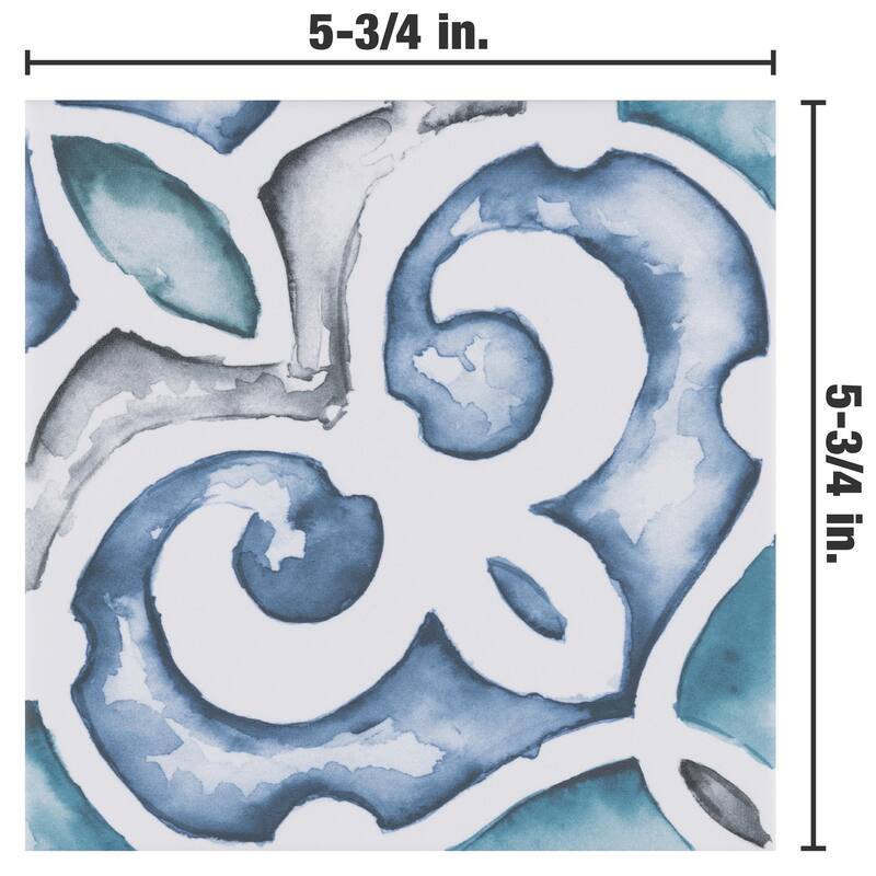 Merola Tile Saint Germain Gele Deco Simone 5-3/4" x 5-3/4" Porcelain Floor and Wall Tile
