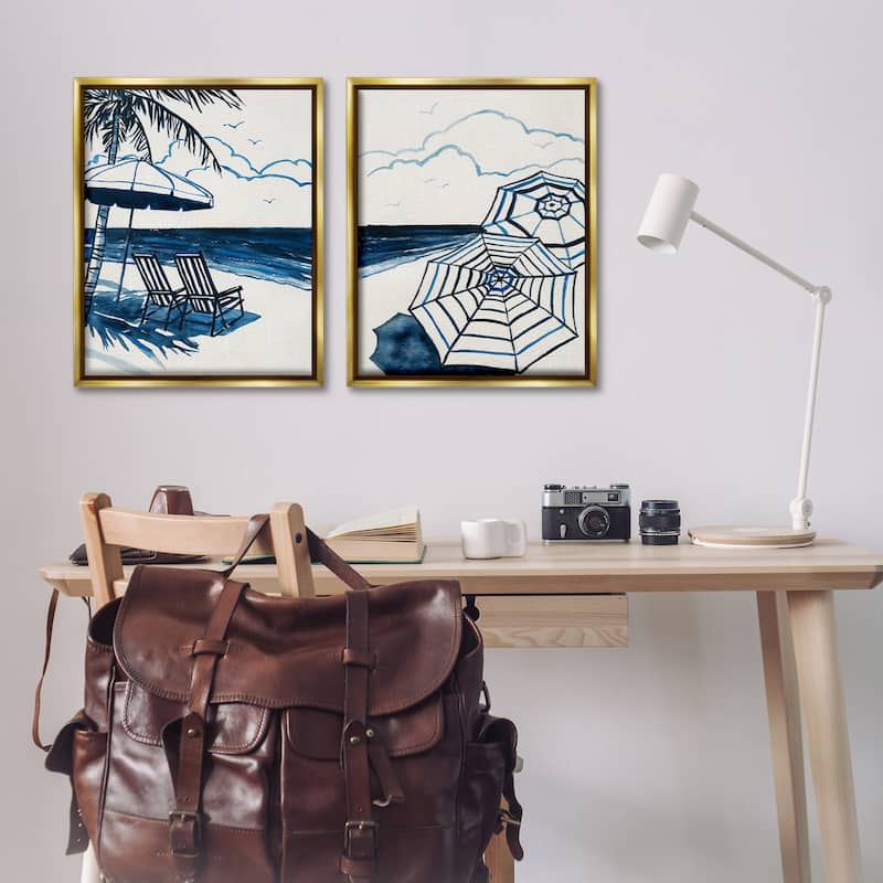 Stupell Tropical Ocean Views Framed Floater Canvas Wall Art Design By Carol Robinson (Set of 2)