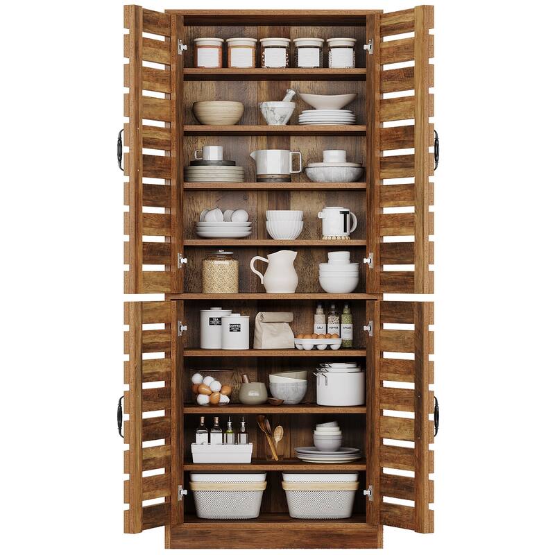 70.8" Tall Kitchen Pantry Storage Cabinet with 4-Door for Dining Room