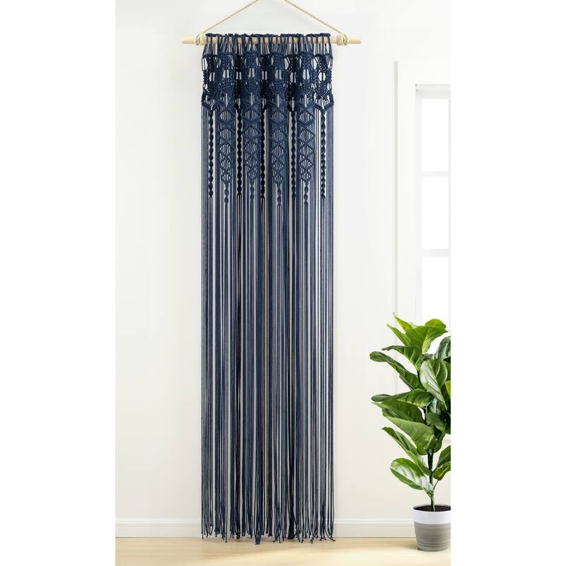 Lush Decor Boho Macrame Textured Cotton Window Curtain/Room Divider/Doorway/Wall Decor