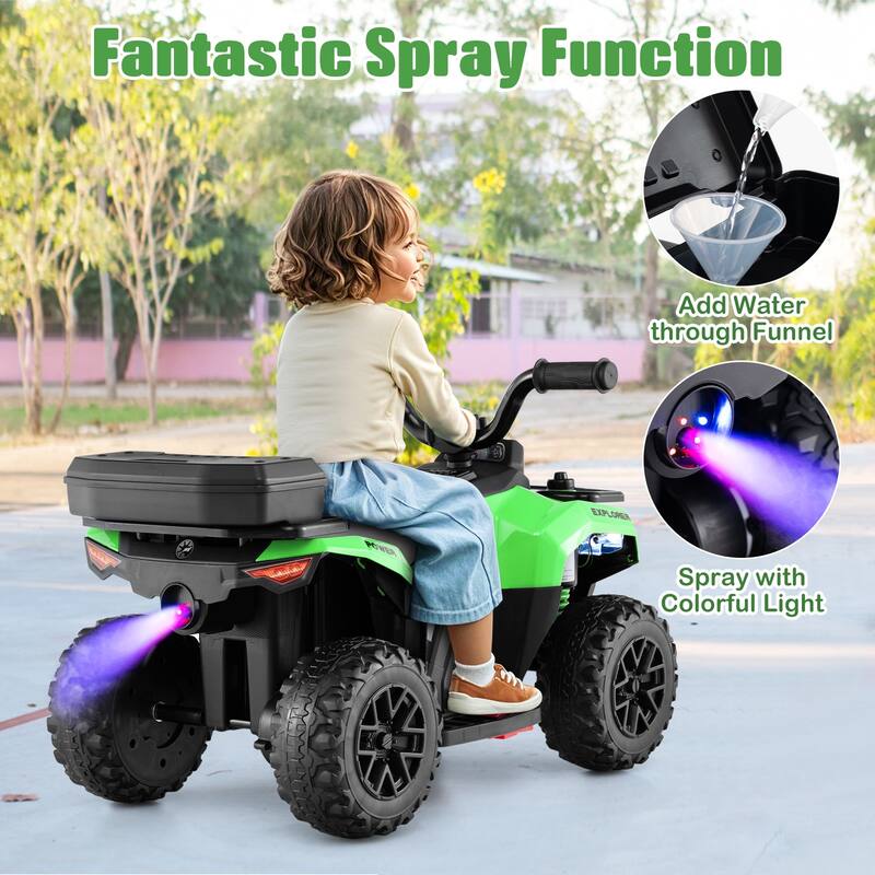 Gymax 6V Kids Ride On ATV w/ Music & Spray Function USB Port Storage