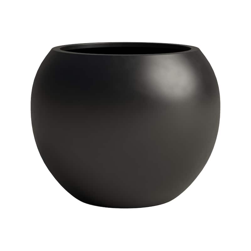 DTY Signature Mount Sherman 1-Piece Fiberstone Planter for Indoor/Outdoor - Large - Black