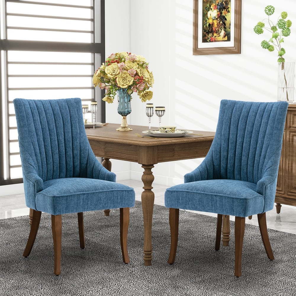 Wingback Upholstered Dining Chairs Set of 2, Fabric Side Dining Room Chairs, Living Room Chairs for Home Kitchen