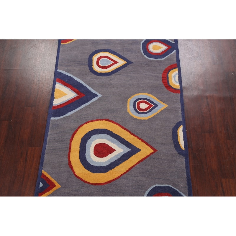 Contemporary Oriental Wool Area Rug Hand-tufted Decorative Carpet - 5'0" x 8'0"