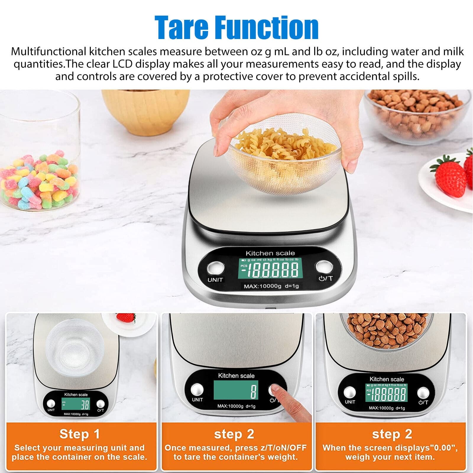 22lb 1g Multifunction Tare Function Weight Balance Kitchen Food Scale