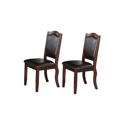 Brown/Brown Faux Leather Upholstered Wood Frame Dining Chair, Set of 2, Sturdy Dining Chair for Dining Rooms - 19