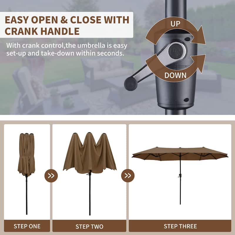 Ainfox 13FT/15FT Patio Umbrella Large Outdoor Umbrella with Base