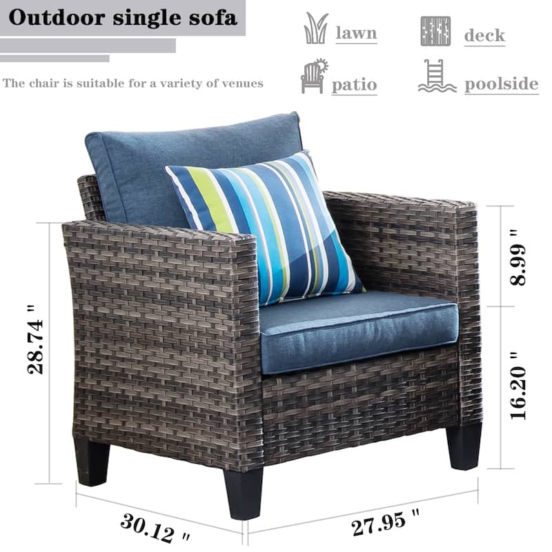 OVIOS 7-piece Patio Outdoor Wicker Conversation Set
