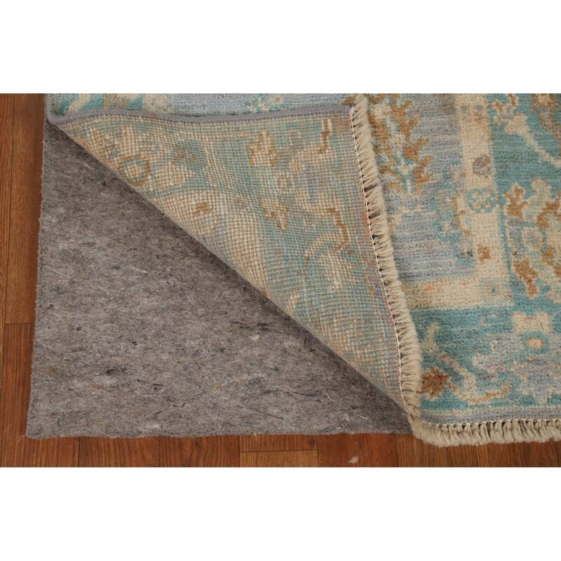 Hand Knotted Oriental 100% Wool Carpet Transitional All-Over Navy Blue & Blues Oushak Area Rug - 3' 11'' X 2' 0''